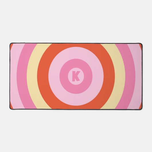 Groovy Retro  Zeventiger Cirkel Monogram Bureaumat (Voorkant)