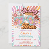 Groovy Retro Zomer 3e Verjaardag Uitnodiging (Voorkant)