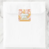 Groovy Retro Zonneschijn Bedankt Vierkante Sticker (Tas)