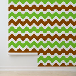 Groovy Ric Rac Streep - Horizontaal Bruin & Lime  Behang