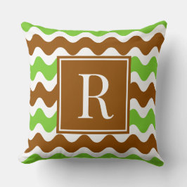 Groovy Ric Rac Streep - Horizontaal Bruin & Lime Kussen