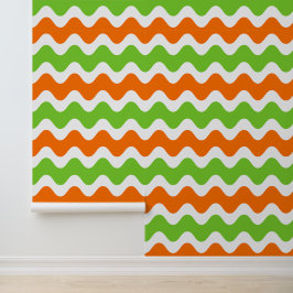 Groovy Ric Rac Streep - Horizontaal Oranje & Limoe Behang
