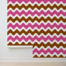 Groovy Ric Rac Streep Horizontaal Roze & Bruin Behang