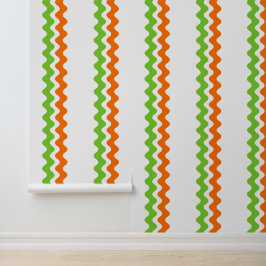 Groovy Ric Rac Streep - Verticaal Oranje & Limoen Behang