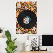 Groovy Ritme: Vinylplaat & Retro Wekker Ar Poster (Thuiskantoor)