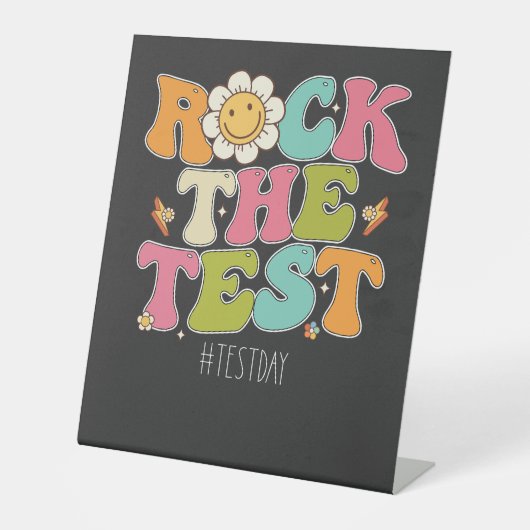 Groovy Rock over de Motivatie testdag Reclamebord Met Voetstuk (Voorkant)