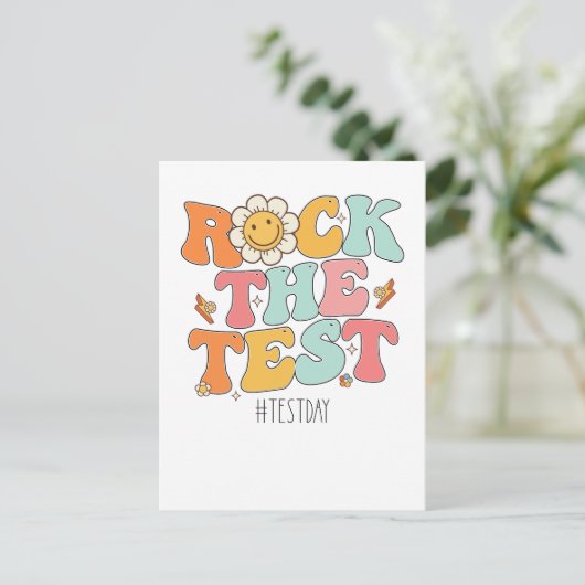 Groovy Rock over de Motivatie testdag Uitnodiging Briefkaart (Staand voorkant)