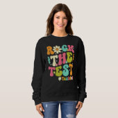 Groovy Rock The Test Motivational Retro Teachers T Trui (Voorkant volledig)