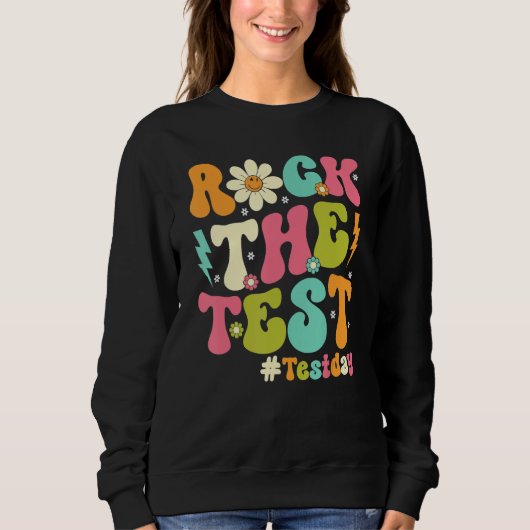 Groovy Rock The Test Motivational Retro Teachers T Trui (Voorkant)