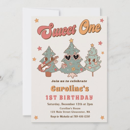 Groovy Rockin' Kerstboom Hippie Verjaardag Kaart (Voorkant)