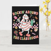 Groovy Rocking Around Clroom Teacher Christmas Tre Kaart (Gele Bloem)