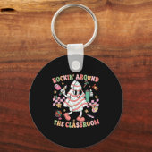 Groovy Rocking Around Clroom Teacher Christmas Tre Sleutelhanger (Voorkant)