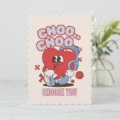 Groovy Rode Hart Choo Choo Kies jou Valentijns Feestdagenkaart (Staand voorkant)