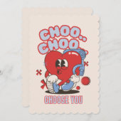 Groovy Rode Hart Choo Choo Kies jou Valentijns Feestdagenkaart (Voorkant / Achterkant)