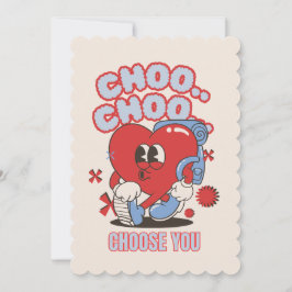 Groovy Rode Hart Choo Choo Kies Jou Valentijnsdag Feestdagenkaart