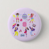 Groovy Roller Disco Feest Retro 80s Dansende Mense Ronde Button 5,7 Cm (Voorkant)