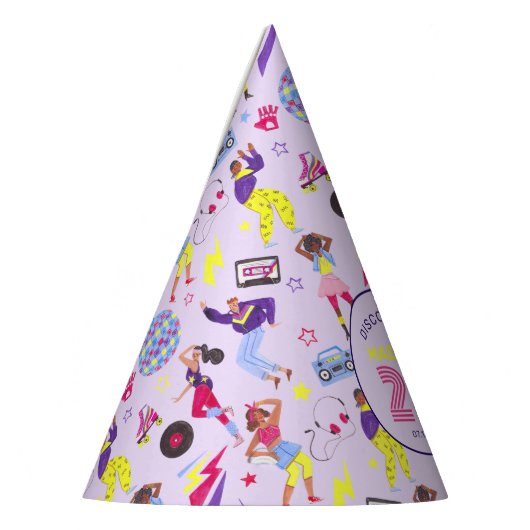 Groovy Roller Disco Lila Party Millennial Retro Feesthoedjes (Links)