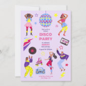Groovy Roller Disco-meisje Paarse Feest Retro Kaart (Voorkant)