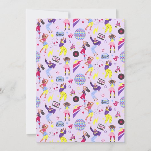 Groovy Roller Disco meisje Paarse Party Retro Kaart (Achterkant)
