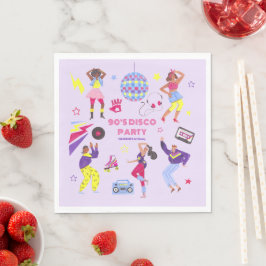 Groovy Roller Disco Paarse Feest Millennial Retro Servet