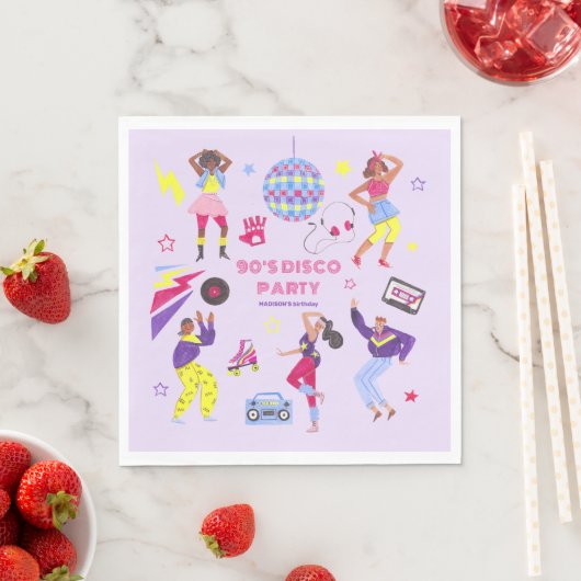 Groovy Roller Disco Paarse Feest Millennial Retro Servet (Insitu)