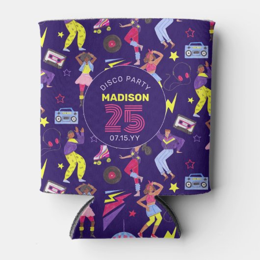 Groovy Roller Disco Paarse Party Millennial Retro Blikjeskoeler (Voorkant)