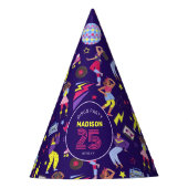 Groovy Roller Disco Paarse Party Millennial Retro Feesthoedjes (Voorkant)