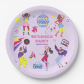 Groovy Roller Disco Paarse Party Millennial Retro Papieren Bordje (Voorkant)