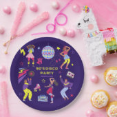 Groovy Roller Disco Paarse Party Millennial Retro Papieren Bordje (Feest)