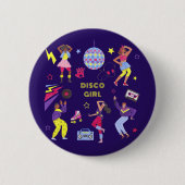 Groovy Roller Disco Paarse Party Millennial Retro Ronde Button 5,7 Cm (Voorkant)