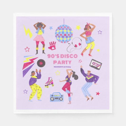 Groovy Roller Disco Paarse Party Millennial Retro Servet (Voorkant)