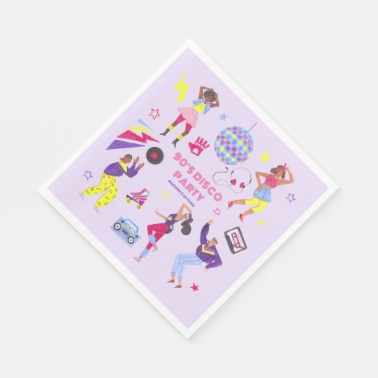 Groovy Roller Disco Paarse Party Millennial Retro Servet (Hoek)