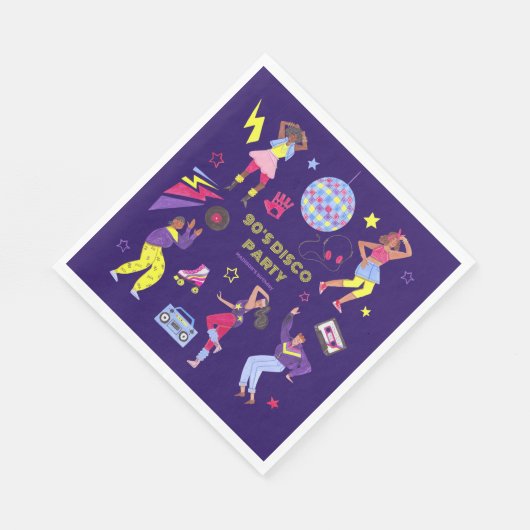 Groovy Roller Disco Paarse Party Millennial Retro Servet (Hoek)