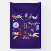 Groovy Roller Disco Paarse Party Millennial Retro Spandoek (Verticaal)