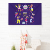 Groovy Roller Disco Paarse Party Millennial Retro Spandoek (Insitu)