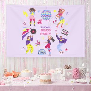 Groovy Roller Disco Paarse Party Millennial Retro Spandoek