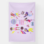 Groovy Roller Disco Paarse Party Millennial Retro Spandoek (Verticaal)
