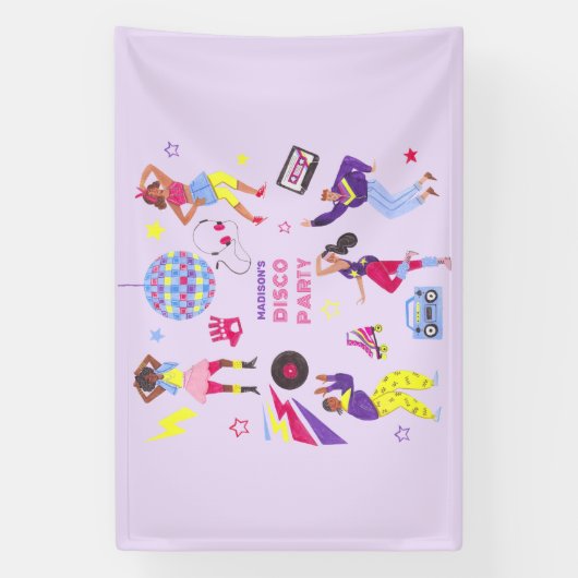 Groovy Roller Disco Paarse Party Millennial Retro Spandoek (Verticaal)