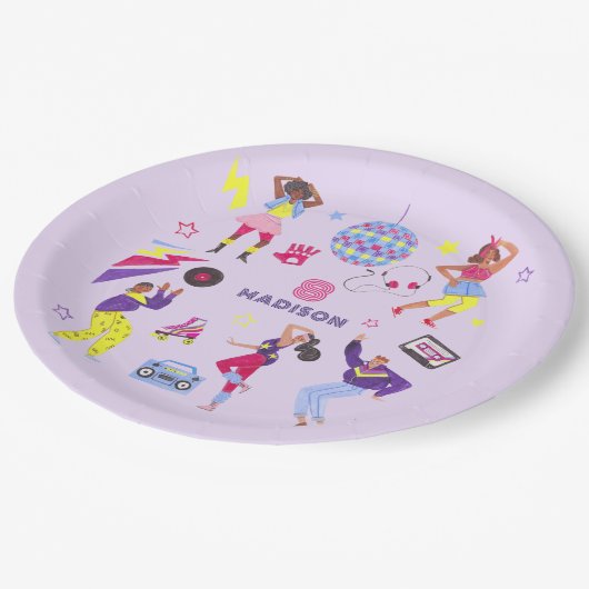 Groovy Roller Disco Party Retro 80s Discoball Papieren Bordje (Gekanteld)