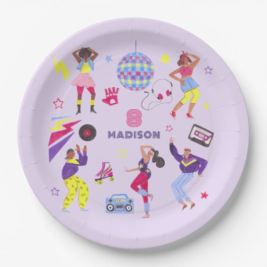 Groovy Roller Disco Party Retro 80s Discoball Papieren Bordje (Voorkant)