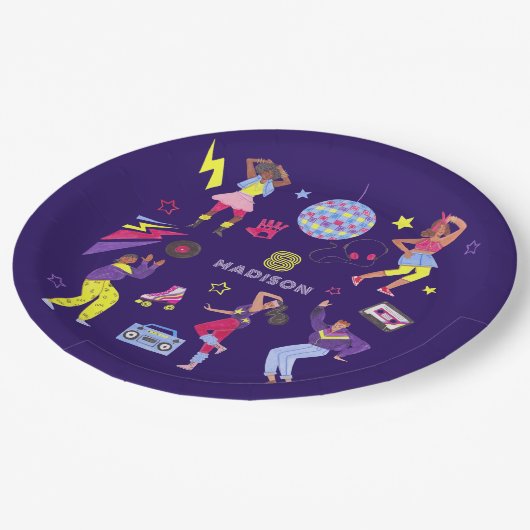 Groovy Roller Disco Party Retro 80s Discoball Papieren Bordje (Gekanteld)