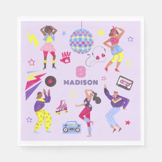 Groovy Roller Disco Party Retro 80s Discoball Servet (Voorkant)