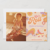 Groovy Roller Schaats Foto-uitnodiging | Schatting Kaart (Voorkant)