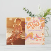 Groovy Roller Schaats Foto-uitnodiging | Schatting Kaart (Staand voorkant)