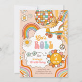 Groovy Roller Schaats Retro 70s Regenboog Verjaard Kaart (Voorkant)