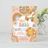 Groovy Roller Schaats Retro 70s Regenboog Verjaard Kaart (Staand voorkant)