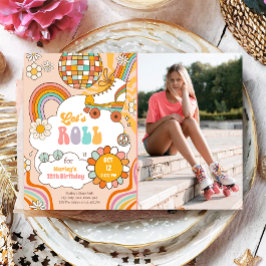 Groovy Roller Schaats Retro 70s Regenboog Verjaard Kaart