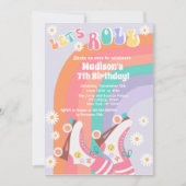 Groovy Roller Schaats Retro Birthday Invitations Kaart (Voorkant)