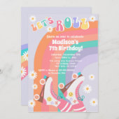 Groovy Roller Schaats Retro Birthday Invitations Kaart (Voorkant / Achterkant)