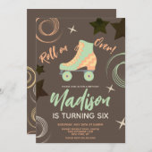 Groovy Roller Schaatsen Rollerskating Birthday Par Kaart (Voorkant / Achterkant)